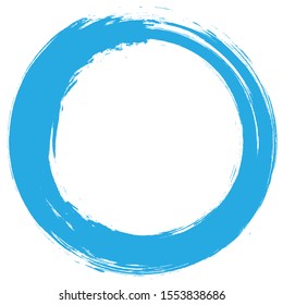 Grunge circle brush stroke isolated on white background. Blue paint grunge circle. Brush stroke vector. For round ink and banner design. Round paint grunge circle. Hand drawn paintbrush shape,vector