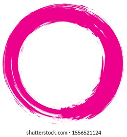 Grunge circle brush stroke isolated on white background. Pink paint grunge circle. Brush stroke vector. For round ink and banner design. Round paint grunge circle. Hand drawn paintbrush shape,vector