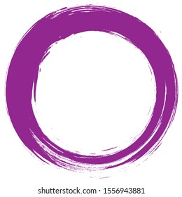 Grunge circle brush stroke isolated on white background. Purple paint grunge circle. Brush stroke vector. For round ink and banner design. Round paint grunge circle. Hand drawn paintbrush shape,vector