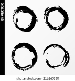 Grunge circle, brush strokes. For designs with hand drawing effects, grunge style, abstract background. vector