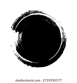 Círculo de grunge, pinceladas, líneas, manchas de tinta, forma de garabato dibujado a mano. Marca incompleta hecha a mano, manchas de acrílico, rayas de carbón. Textura de pintura, efecto de pincel seco. Ilustración vectorial