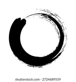Círculo de grunge, pinceladas, líneas, manchas de tinta, forma de garabato dibujado a mano. Marca incompleta hecha a mano, manchas de acrílico, rayas de carbón. Textura de pintura, efecto de pincel seco. Ilustración vectorial