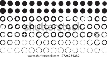 Grunge Circle Brush Strokes Round Ink Shapes Artistic Design Set
