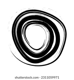 Grunge circle. Color circle brush stroke with black color isolated on white background