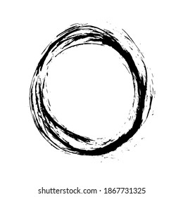 Grunge circle drawn with a brush. Torn texture. Vector stock illustration