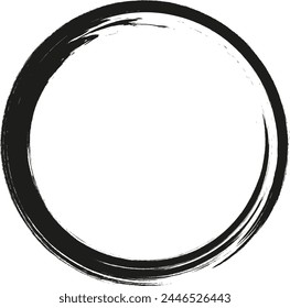 Grunge-Kreis-Rahmen. Grunge-Kreis mit Pinselstrichen gezeichnet. Ein mit Tinte gezeichneter Kreis.