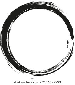 Grunge circle frame. Grunge circle drawn with brush strokes. A circle drawn in ink.