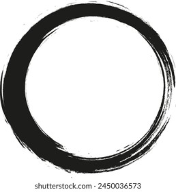 Grunge circle frame. Grunge circle drawn with brush strokes. A circle drawn in ink.