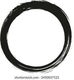 Grunge circle frame. Grunge circle drawn with brush strokes. A circle drawn in ink.