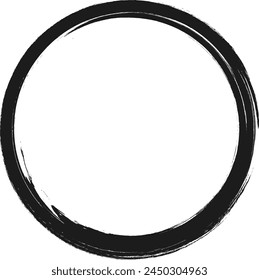Grunge circle frame. Grunge circle drawn with brush strokes. A circle drawn in ink.