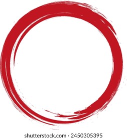 Grunge circle frame. Grunge circle drawn with brush strokes. A red circle drawn in ink.