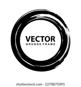 Marco de círculo grueso aislado. Forma redondeada de color negro con trazo de pincel y espacio para texto. Ilustración del vector