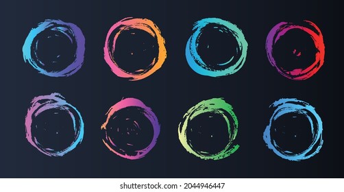 Grunge circle frame on black background.	