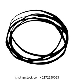 Grunge circle hand painted with ink paint, isolated on white background. Vector illustration