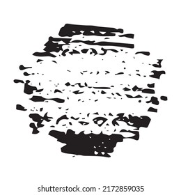 Grunge circle hand painted with ink paint, isolated on white background. Vector illustration
