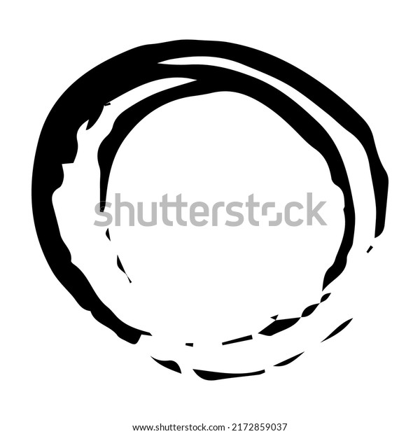 Grunge circle hand painted with ink\
paint, isolated on white background. Vector\
illustration