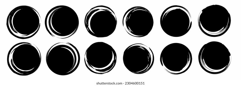 Conjunto de ilustraciones de círculo de Grunge. Icono de círculo. Vector de material.