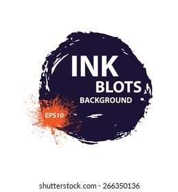 Grunge circle ink blots with orange splash. eps10