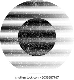 Grunge el logotipo de círculo con líneas. Icono inusual Diseño .Textura de fondo con rayas vectoriales .Forma geométrica.