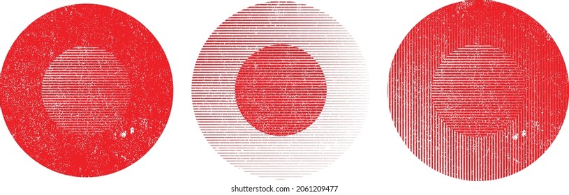 Grunge el logotipo de círculo con líneas. Icono inusual Diseño .Textura de fondo con rayas vectoriales .Forma geométrica.