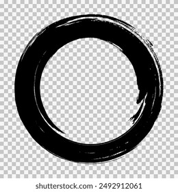 Grunge circle on a transparent background. Creation of backgrounds, design elements, logos and decorative elements. Grunge circle on a chessboard of gray and white squares.
