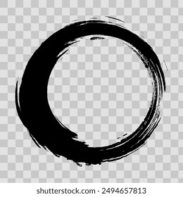 Grunge circle on a transparent background. Creation of backgrounds, design elements, logos and decorative elements. Grunge circle on a chessboard of gray and white squares.