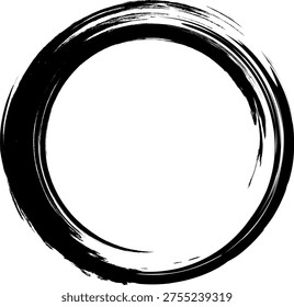 Grunge circle. Rough surface, traces of time. A circle with chaotic defects, cracks, and noise, emphasizing the handcrafted and vintage style. A circle drawn with brushstrokes.