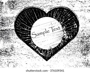 Grunge circle, round frame - logo design symbol, simple text.Vector illustration. Grunge heart, black heart , Valentine's day heart .