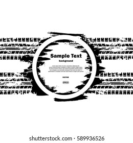 Grunge circle with sample text and tire tracks