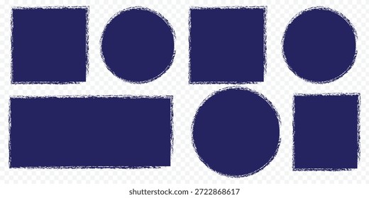 Conjunto de círculos de sello de tinta negro grunge, sello de forma redonda, Colección para insignia grunge, sello, tinta y Plantilla de diseño de sello. Forma redonda del círculo dibujado a mano del grunge, Vector. grunges redondos