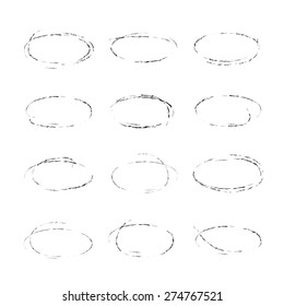 grunge circle set, hand drawn circles