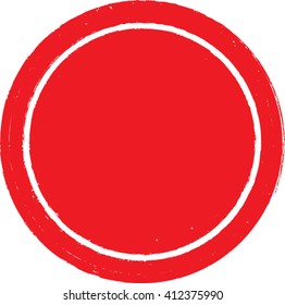 Grunge Circle Shape. Distressed Texture Rounded Shape. Red Rubber Stamp In Circle Form. Vector. Sticker Icon.