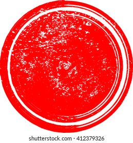 Grunge Circle Shape. Distressed Texture Rounded Shape. Red Rubber Stamp In Circle Form. Vector. Sticker Icon.