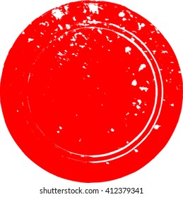 Grunge Circle Shape. Distressed Texture Rounded Shape. Red Rubber Stamp In Circle Form. Vector. Sticker Icon.