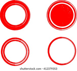 Grunge Circle Shape. Distressed Texture Rounded Shape. Red Rubber Stamp In Circle Form. Vector. Sticker Icon.