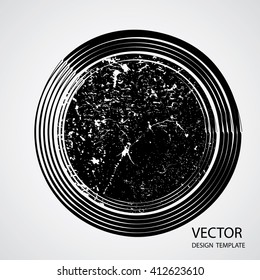 Grunge Circle Shape. Distressed Texture Rounded Shape. Black, Old Stamp In Circle Form. Vector.
