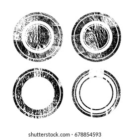 Grunge Circle Shape. Distressed Texture Rounded Shape. Black Rubber Stamp In Circle Form. Vector. Sticker Icon.