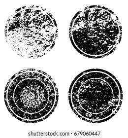 Grunge Circle Shape. Distressed Texture Rounded Shape. Black Rubber Stamp In Circle Form. Vector. Sticker Icon.