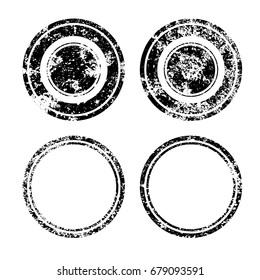 Grunge Circle Shape. Distressed Texture Rounded Shape. Black Rubber Stamp In Circle Form. Vector. Sticker Icon.