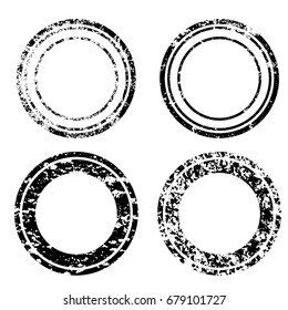 Grunge Circle Shape. Distressed Texture Rounded Shape. Black Rubber Stamp In Circle Form. Vector. Sticker Icon.