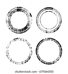 Grunge Circle Shape. Distressed Texture Rounded Shape. Black Rubber Stamp In Circle Form. Vector. Sticker Icon.
