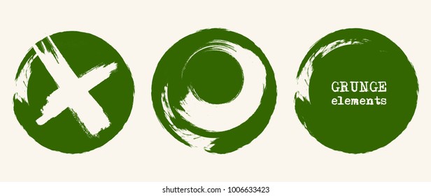 Grunge circle shapes. Abstract green vector illustration.