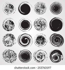 Grunge Circle Shapes Collection. . Background. Vector Illustration.