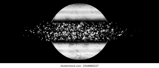 Grunge circle and small dots abstract geometric background. Black and white vector banner design
