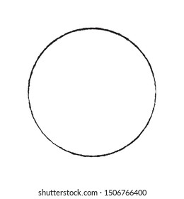 Grunge circle stamp draft mockup of distress overlay basis texture for your design. Thin thorn scratchy circular ring edge frame for icon, logo, badge, insignia or label template. EPS10 vector.