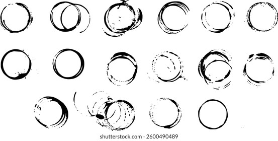 Grunge Circle Stamp Ink Splatter Design Element Vector Set