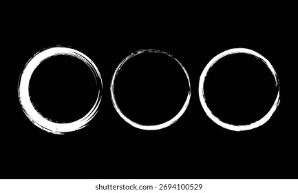 Grunge Circle Texture Set on Black Background