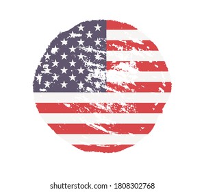 Grunge circle with United States flag.
