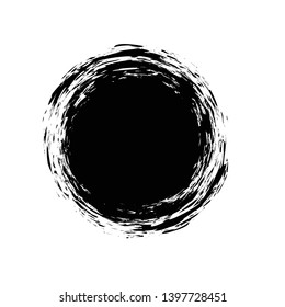 Grunge circle vector, brush stroke border round element.