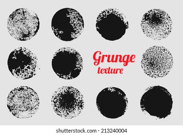 Grunge circle vector element set. Stamp stain texture